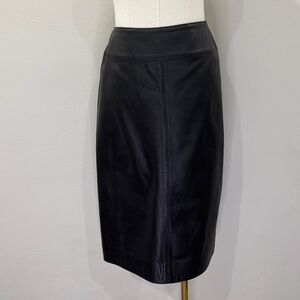 Jones New York Black Leather Pencil Skirt | Soft Lambskin | Classic Minimal